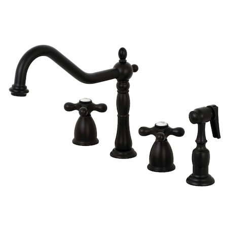 Kingston Brass KB1790AXBS 8" Widespread Kitchen Faucet W/ Brass Sprayer, Matte Black KB1790AXBS